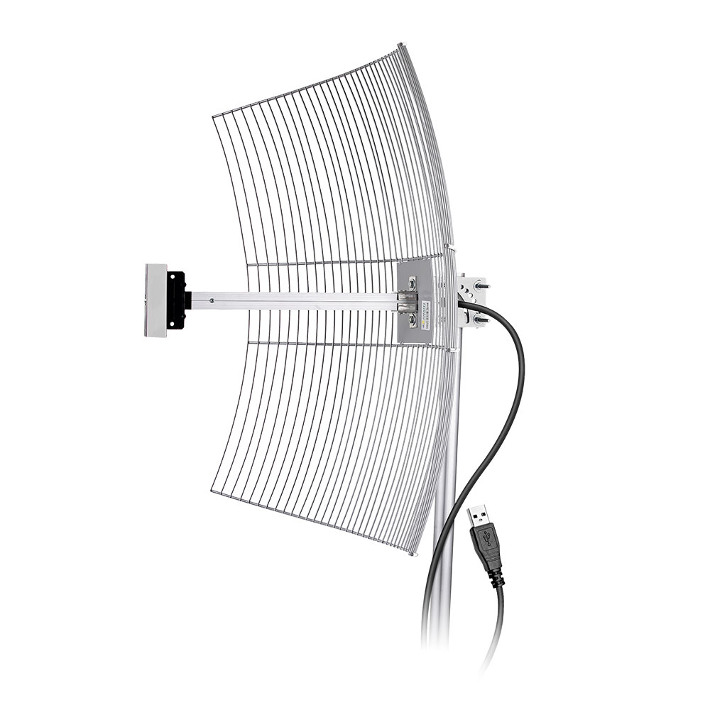 Antena Usb Parabólica De Grade Aquário Usb-2510 2.4ghz 25 Dbi E Cabo 10m - PC / 6