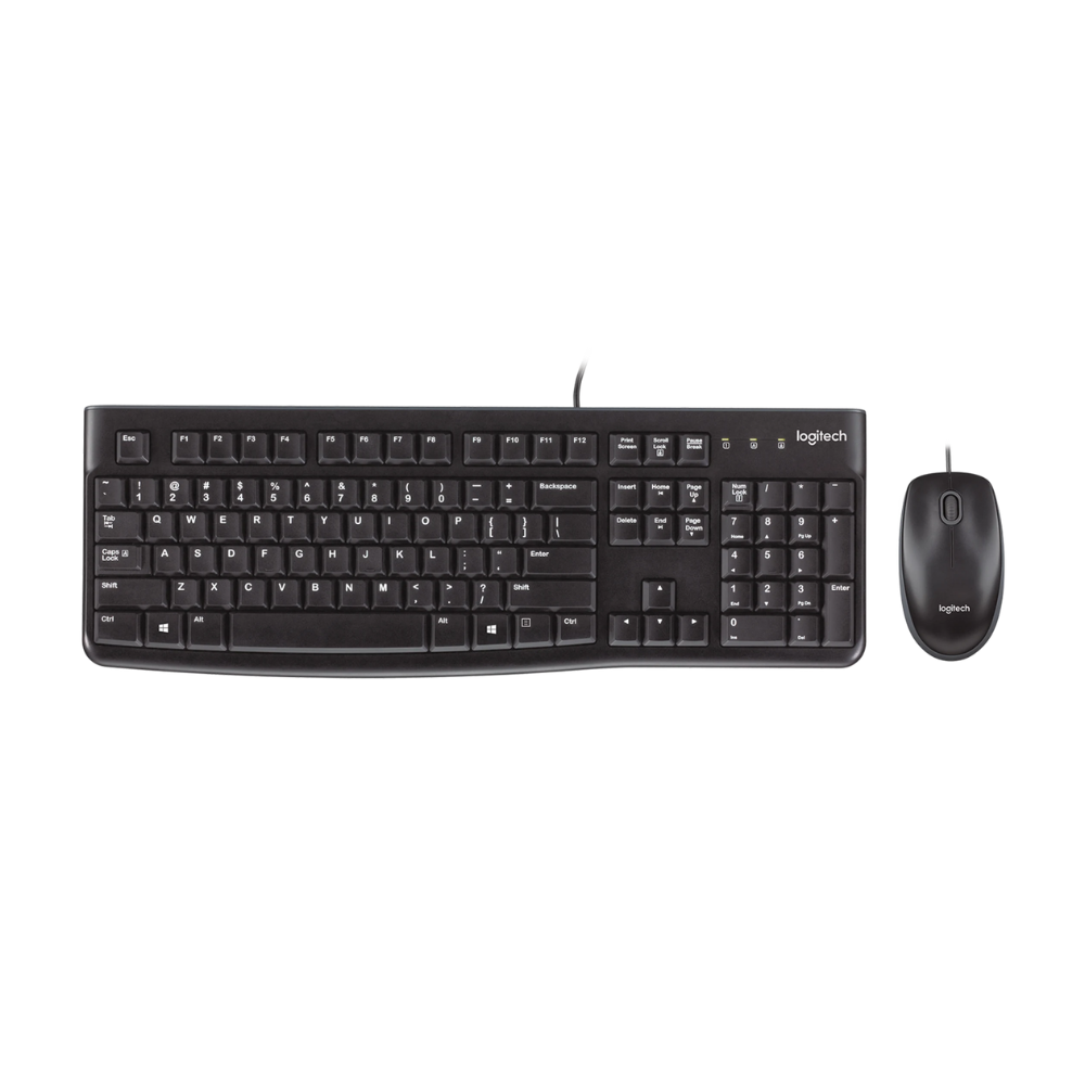 Combo Teclado E Mouse Logitech Mk120 Usb Preto Com Fio