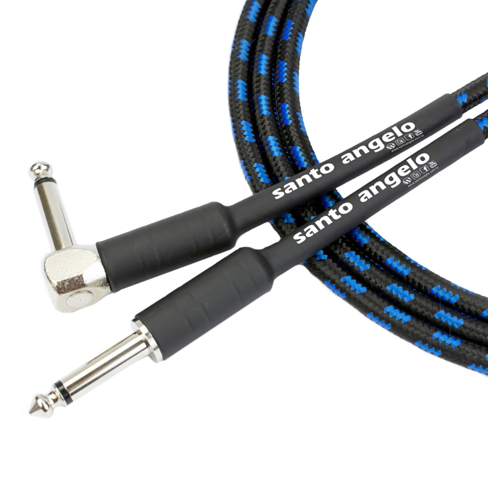 Cabo De Guitarra Santo Angelo Angl L Têxtil 10 Ft 3,05 Metros P10 / P10 90 Graus Preto/azul