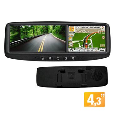 Espelho Retrovisor Com Monitor Orbe Om43gps-c 4,3"