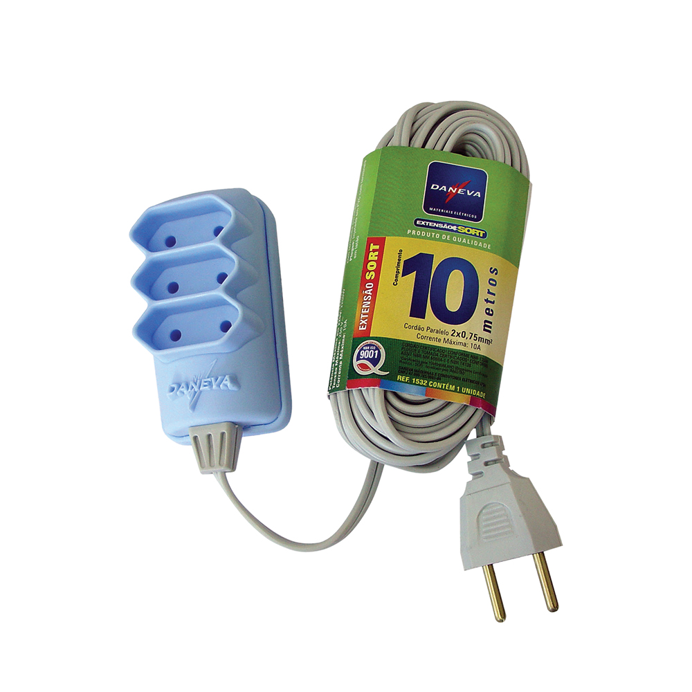 Extensão Daneva Sort Pl - Cordão Pararelo 2x0.75mm 10metros Cor Sortida Ref1532