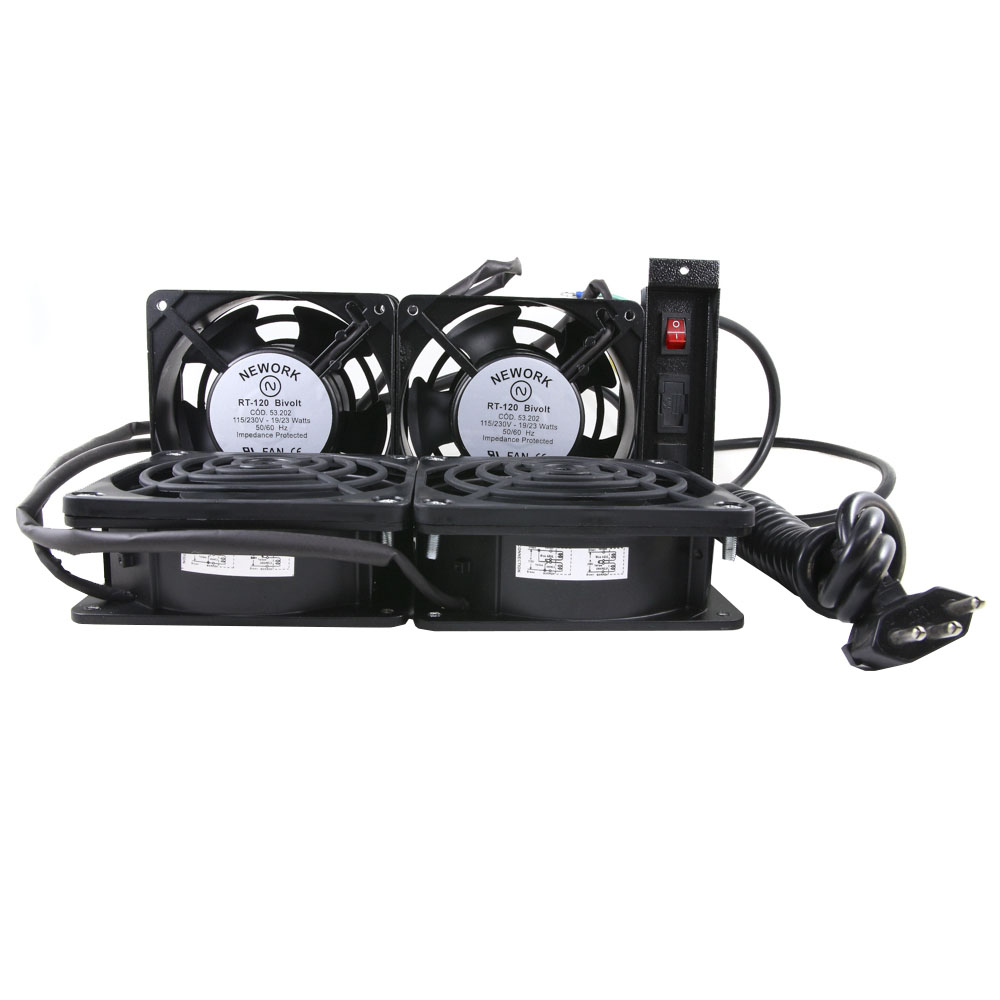 Kit Ventilador Universal Para Rack Piso Max Eletron Com 4 Coolers