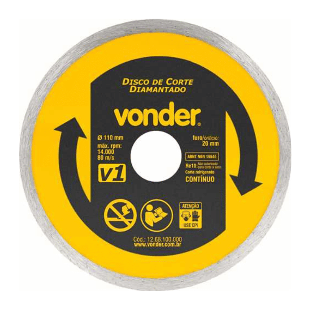 Disco Diamantado Vonder 110mm V1 Furo 20