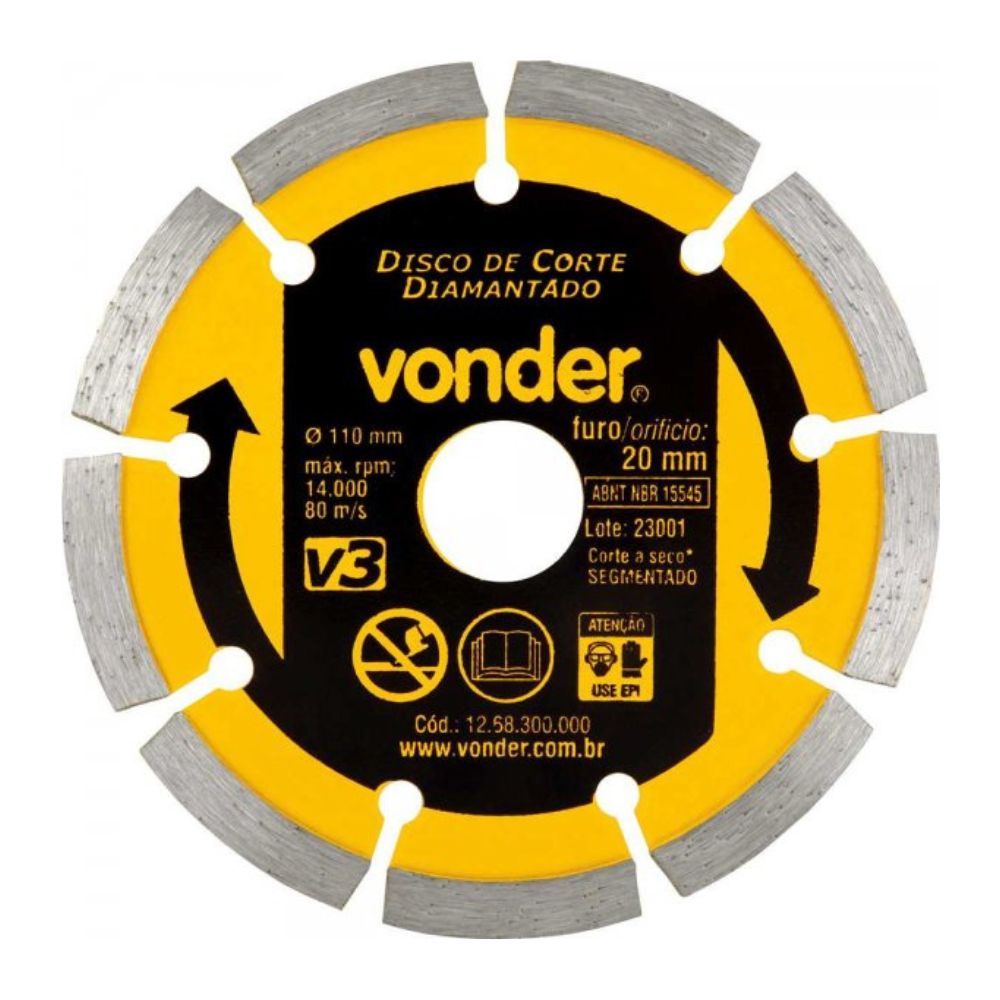 Disco Diamantado Vonder V3 Furo 20 110mm