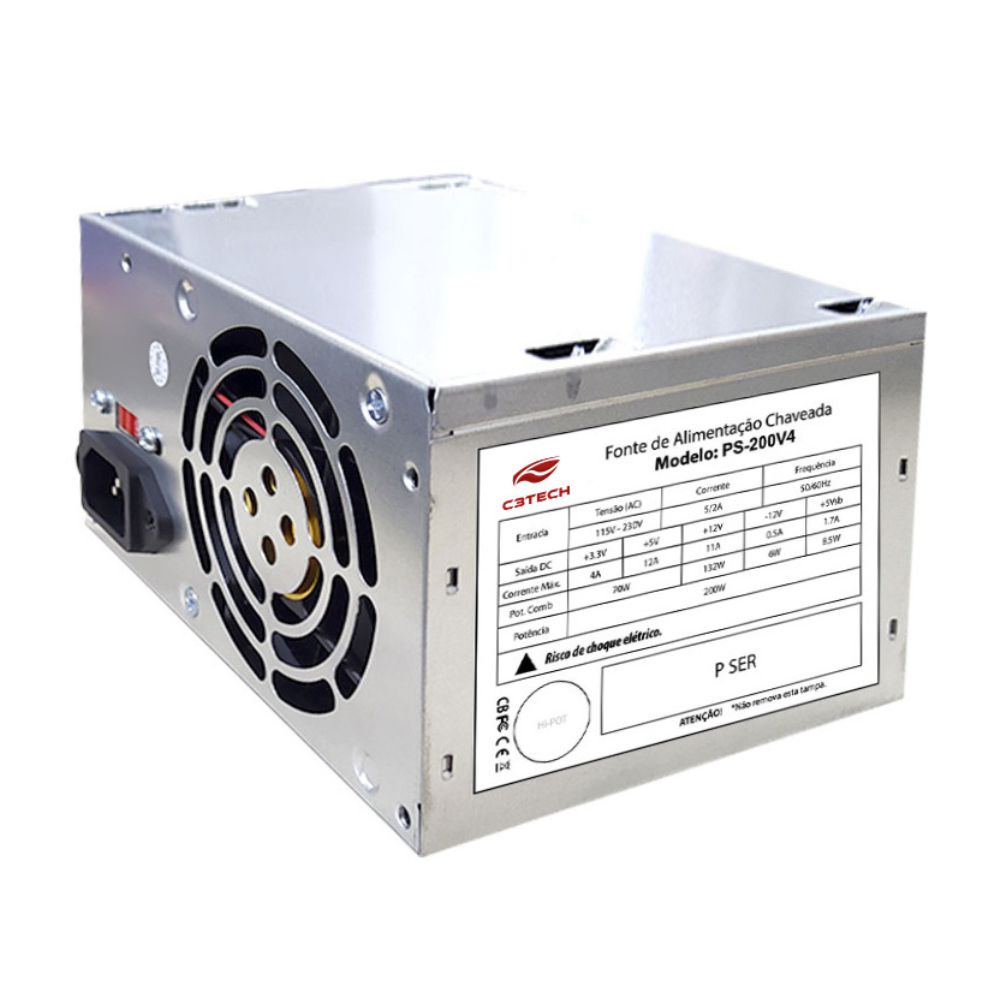Fonte Atx C3tech Ps-200v4 200w Sem Cabo