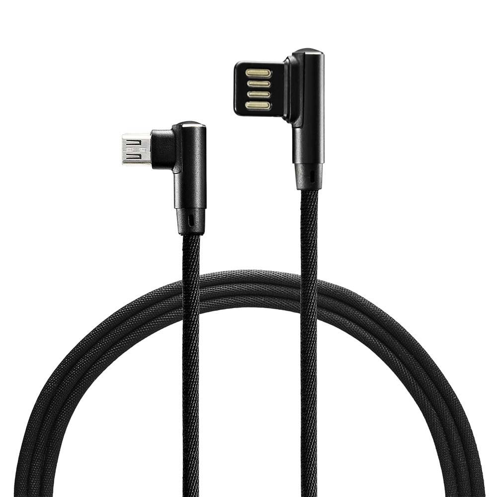 Cabo Usb A X Micro Usb 90º Multilaser Warrior Wi388 Nylon Preto 1,2m