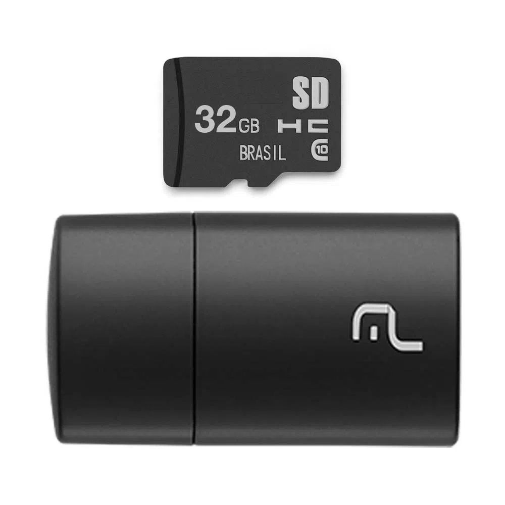 Cartão De Memória Micro Sd E Pen Drive Multilaser Classe 10 Mc163 32gb - Preto