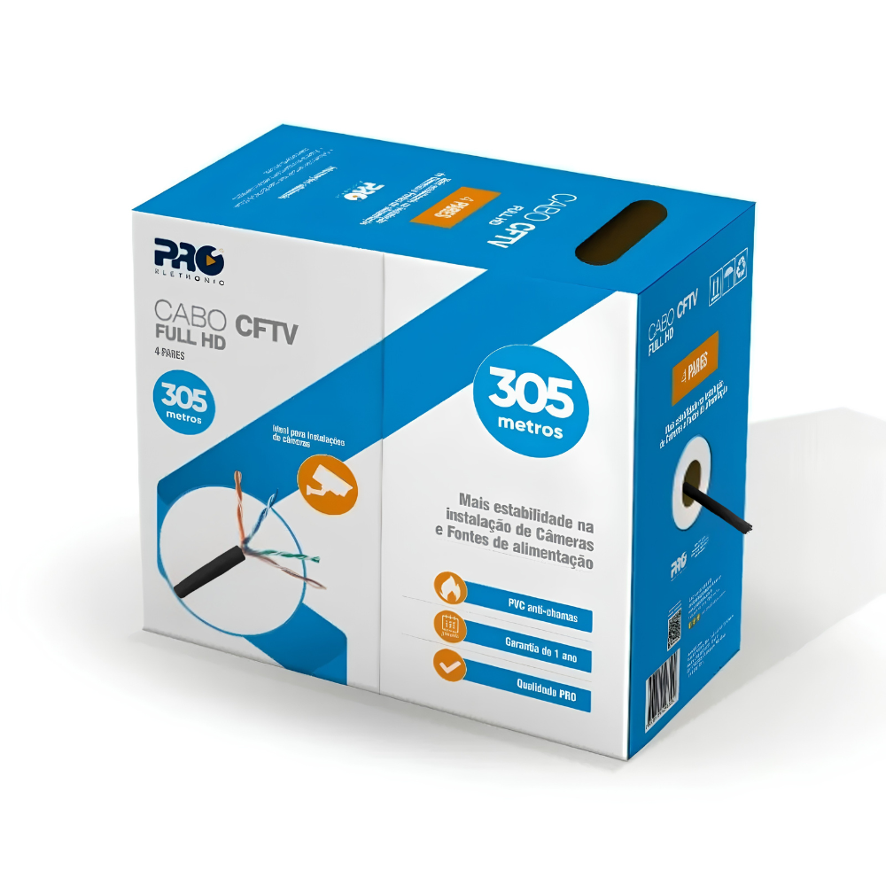 Cabo Proeletronic Para Aplicação Cftv 4 Pares - Preto 305m