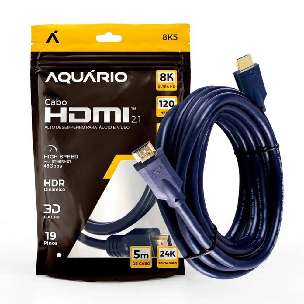 Cabo Hdmi Aquário 8k5 8k Macho X Macho 2.1 5m
