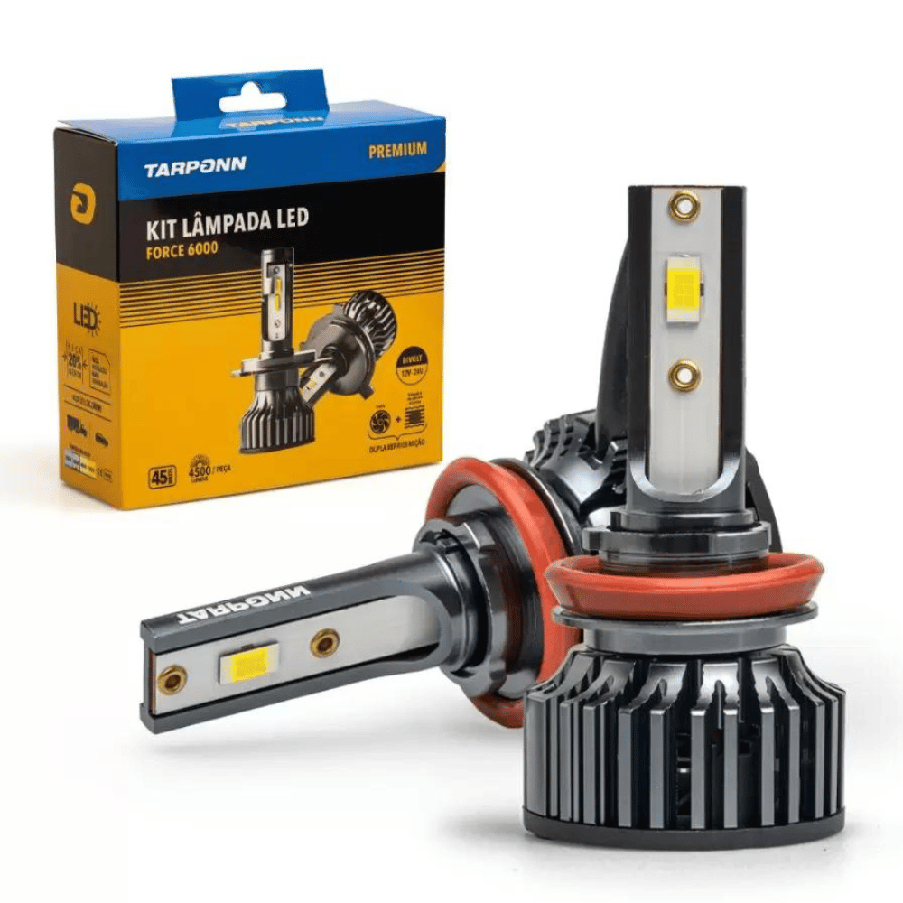 Kit Lâmpada Led Tarponn Force 6000 H8|h9 Premium Par