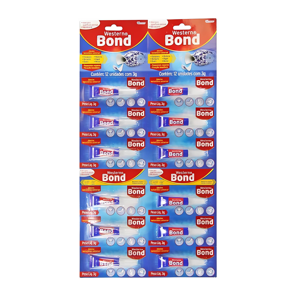 Cartela Super Cola Instantânea Western 3g 12 Unidade