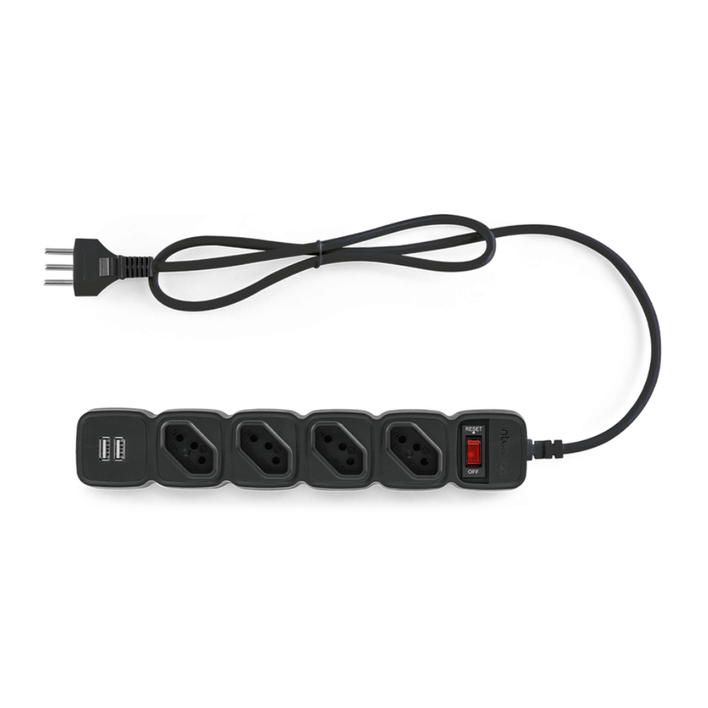Protetor Eletrônico Intelbras Epe204 4 Tomadas 2 Usb Preto