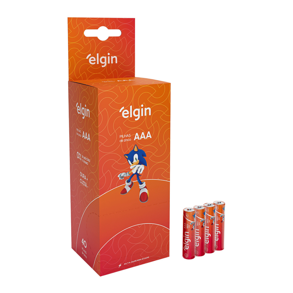 Pilha De Zinco E Carvão Aaa Elgin 1.5v Blister Com 40 Unidades