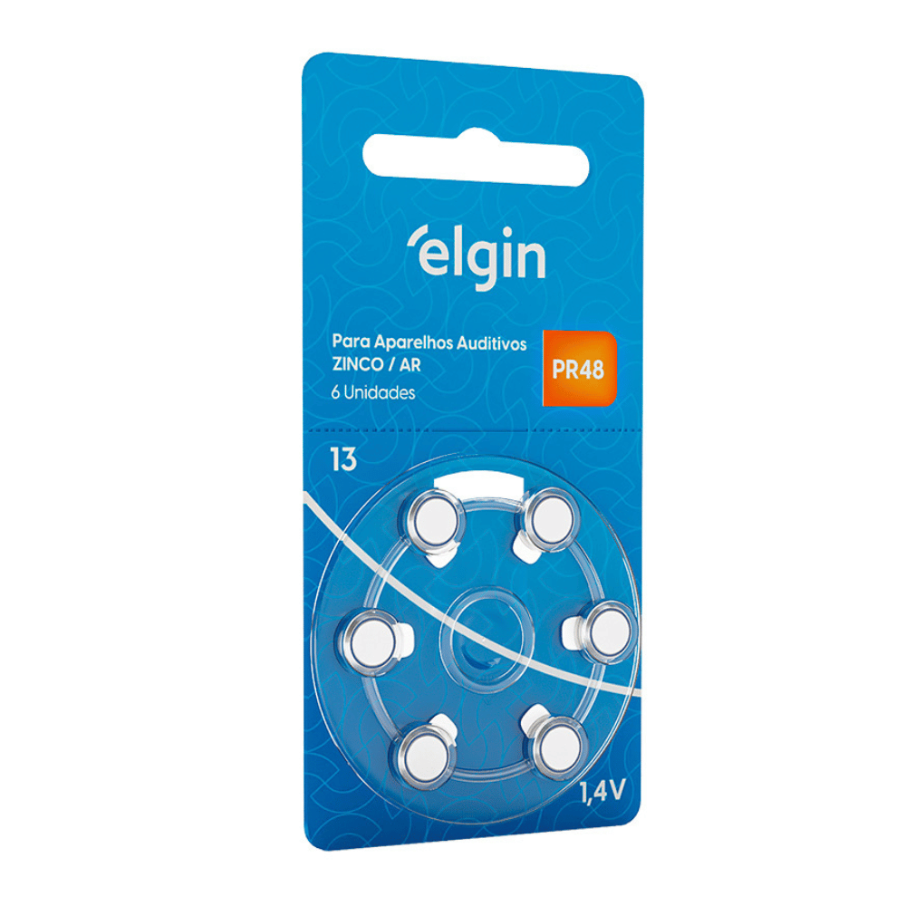 Pilha Auditiva Elgin Tamanho 13 Pr48 1,4v Com 6 Unidades