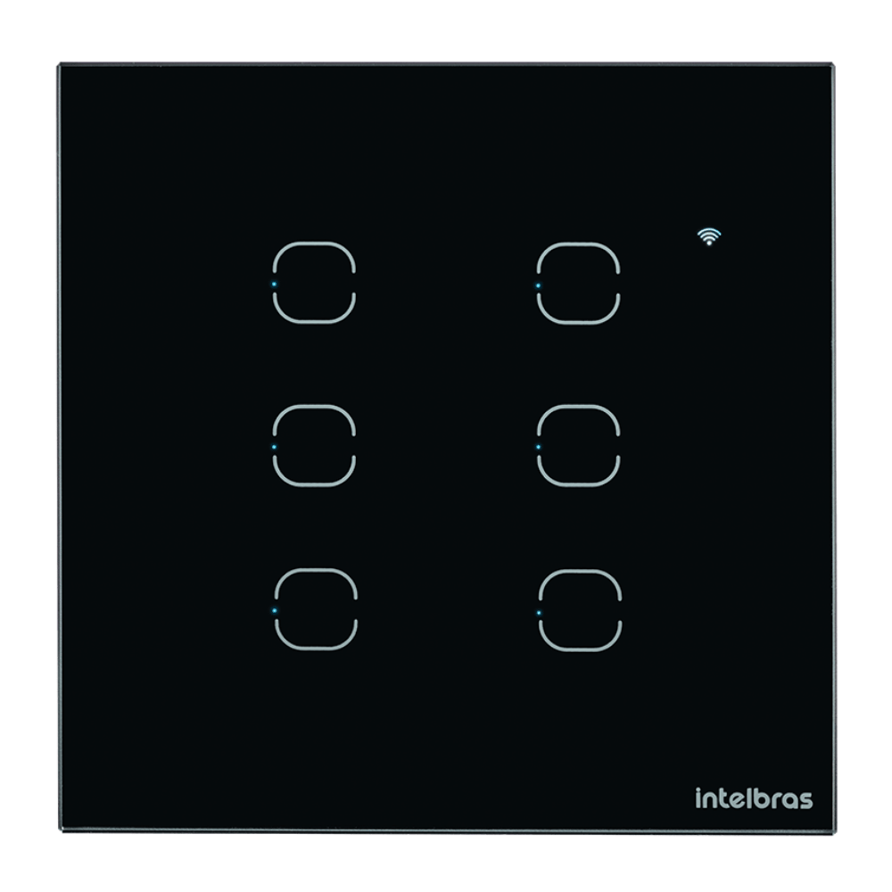 Interruptor Smart Touch Intelbras Ews1006 Wi-fi Com 6 Teclas Preto