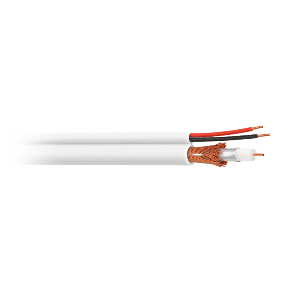 Cabo Coaxial Cftv Telecam 4mm 85% 26awg Dupla Blindagem Bipolar Branco 100m
