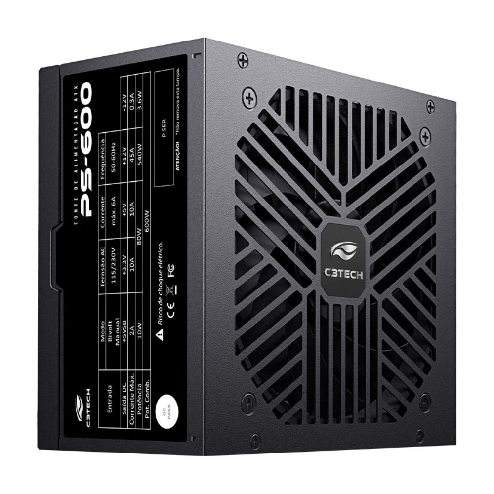 Fonte Atx C3tech Ps-600bk 600w Sem Cabo